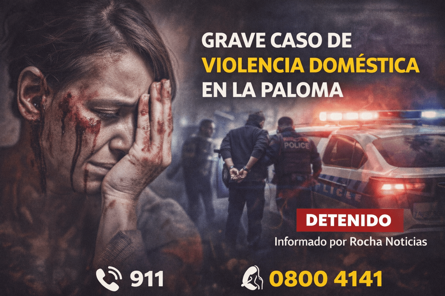 La Paloma: grave caso de violencia doméstica; detención e investigación (imagen ilustrativa, fuente Rocha Noticias)