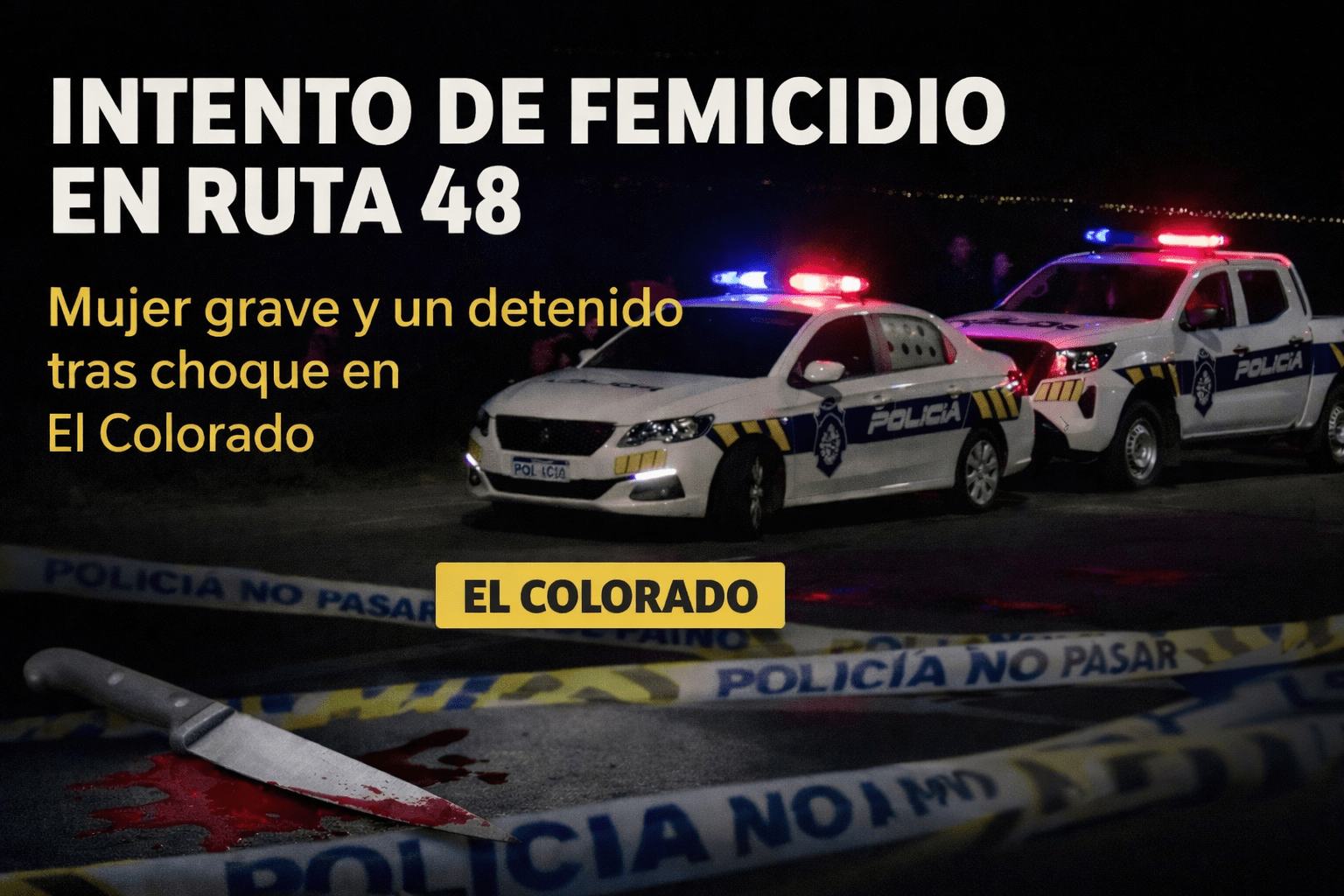 Operativo policial en Ruta 48 tras intervención en El Colorado (imagen ilustrativa).