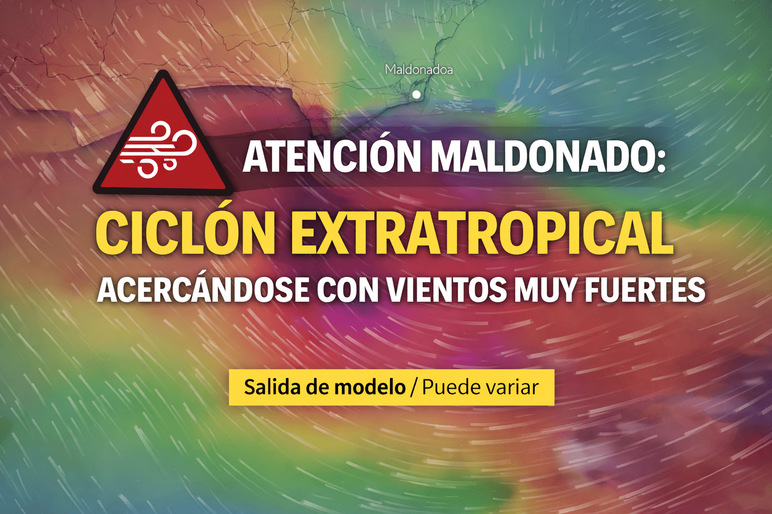 Pronóstico de viento en Maldonado según Windy (modelo ECMWF) con rachas intensas previstas para el sábado (imagen ilustrativa)