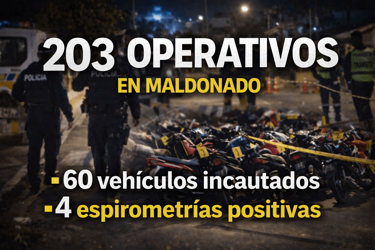 Portada: 203 operativos en Maldonado con 60 vehículos incautados y 4 espirometrías positivas