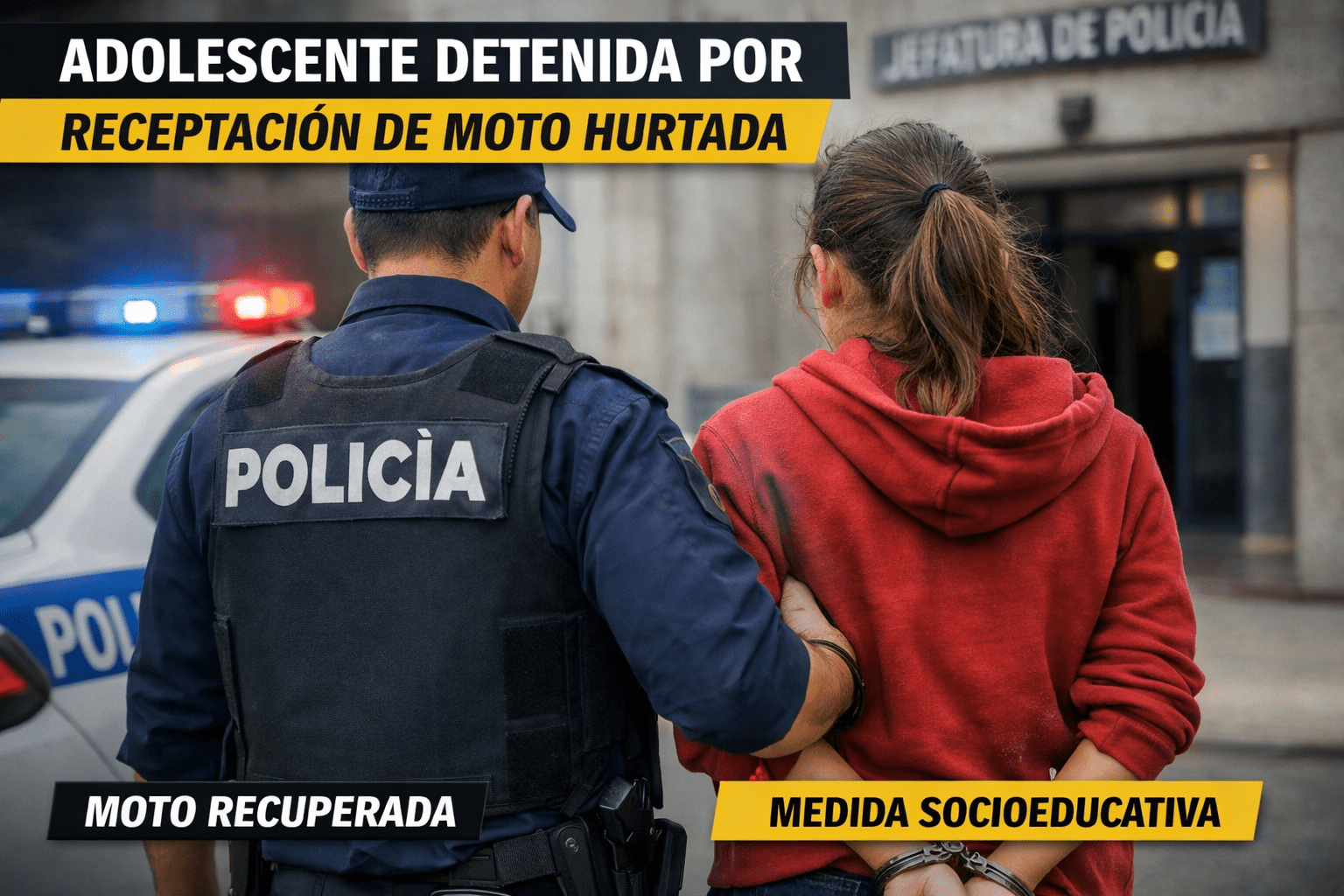 Adolescente declarada responsable por receptación de una moto hurtada en Maldonado