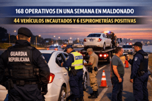 Maldonado realizó 168 operativos en una semana: hubo 44 vehículos incautados y 6 espirometrías positivas