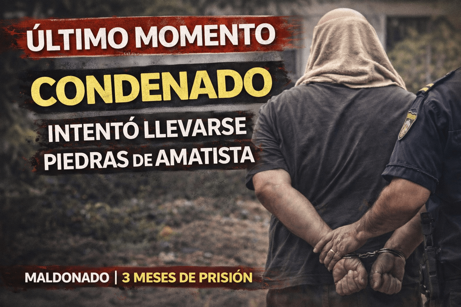 Portada “Último momento”: condenado por intentar llevarse piedras de amatista en Maldonado