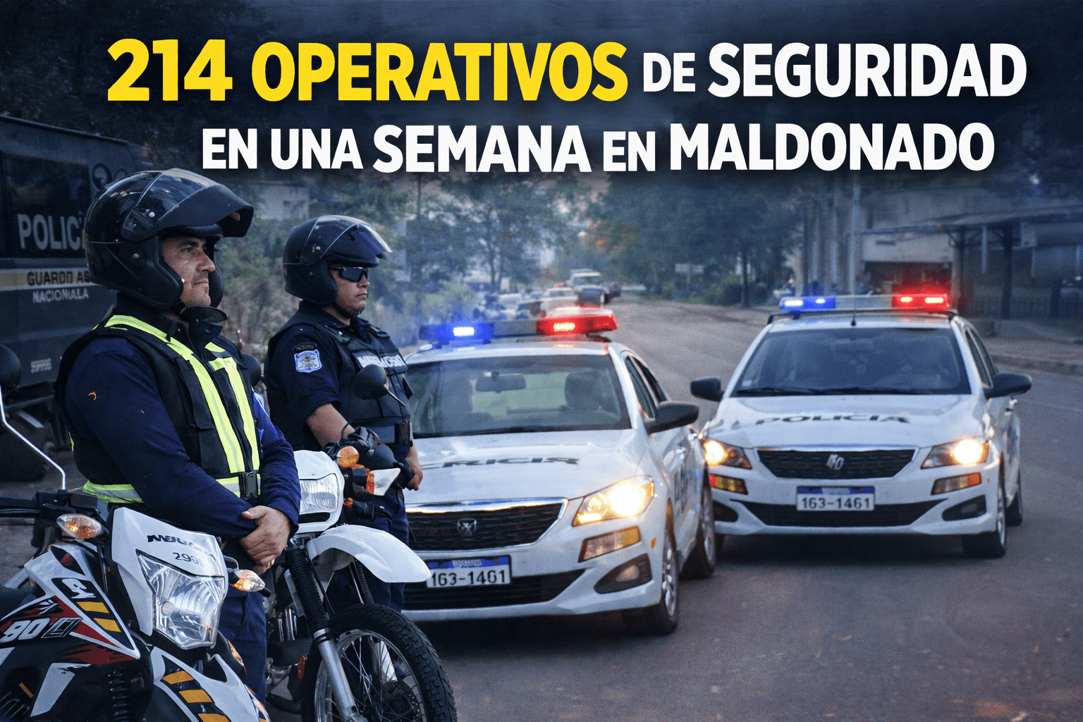 Imagen ilustrativa de un operativo policial en Maldonado sobre una semana con 214 controles de seguridad en el departamento.