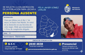 Buscan en Maldonado a Félix Javier Gómez Uhalde, visto por última vez el 1° de mayo