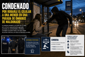 Condenado por robarle el celular a una menor en una parada de ómnibus de Maldonado