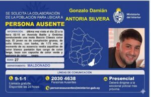 Buscan a un joven de 27 años desaparecido en Maldonado