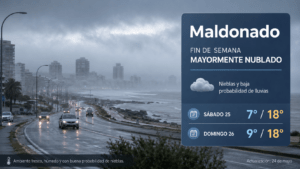 Fin de semana mayormente nublado en Maldonado, con nieblas y baja probabilidad de lluvias